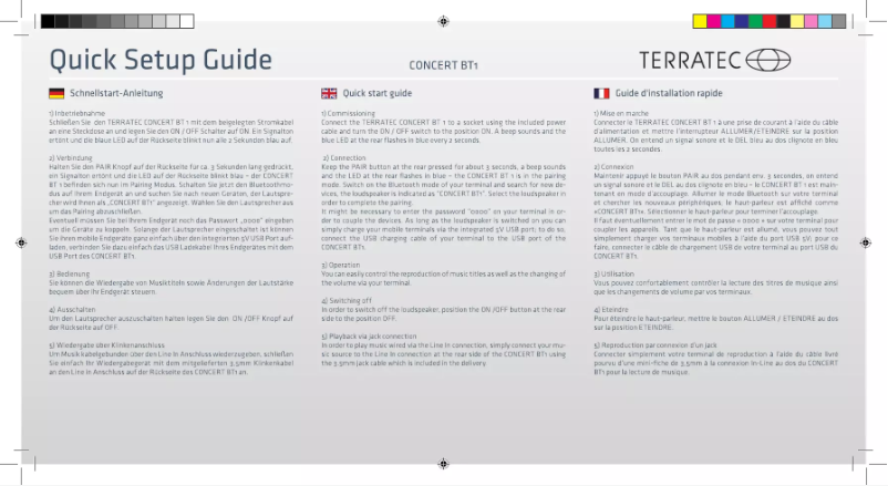 Page n°1 - Manuel utilisateur Terratec Concert BT1