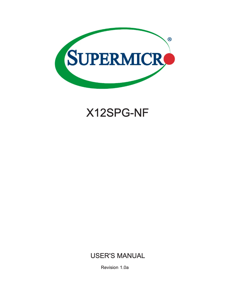 Page 1 de la notice Manuel utilisateur Supermicro X12SPG-NF