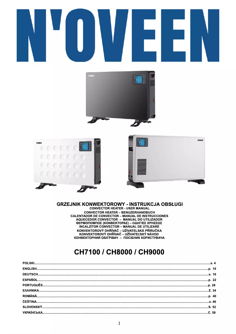 Page n°1 - Manuel utilisateur N'oveen CH9000