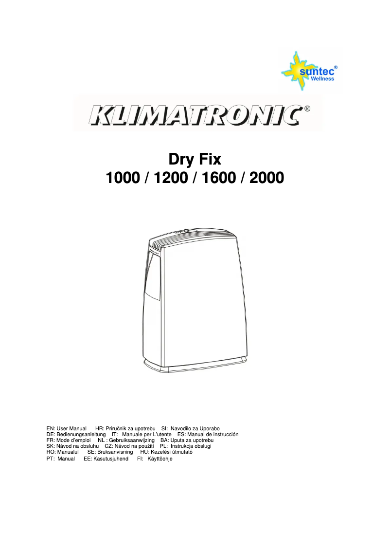 Page 1 de la notice Manuel utilisateur Suntec DryFix 1600