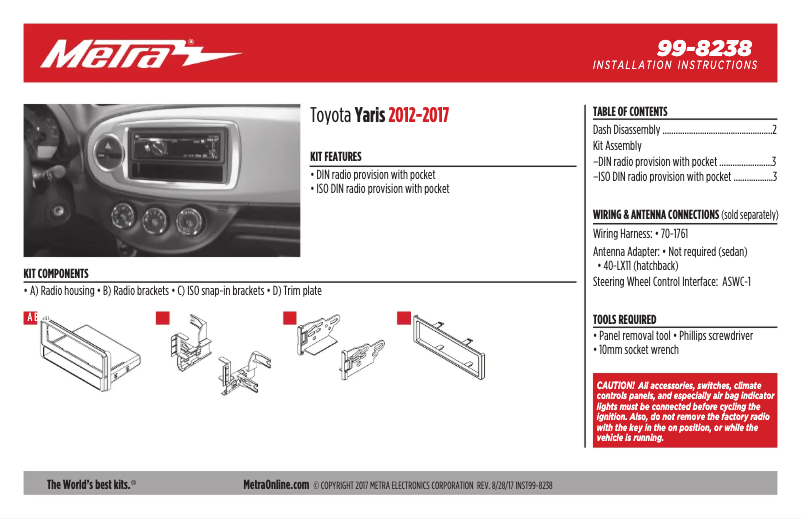 Page n°1 - Manuel utilisateur Metra 99-8238