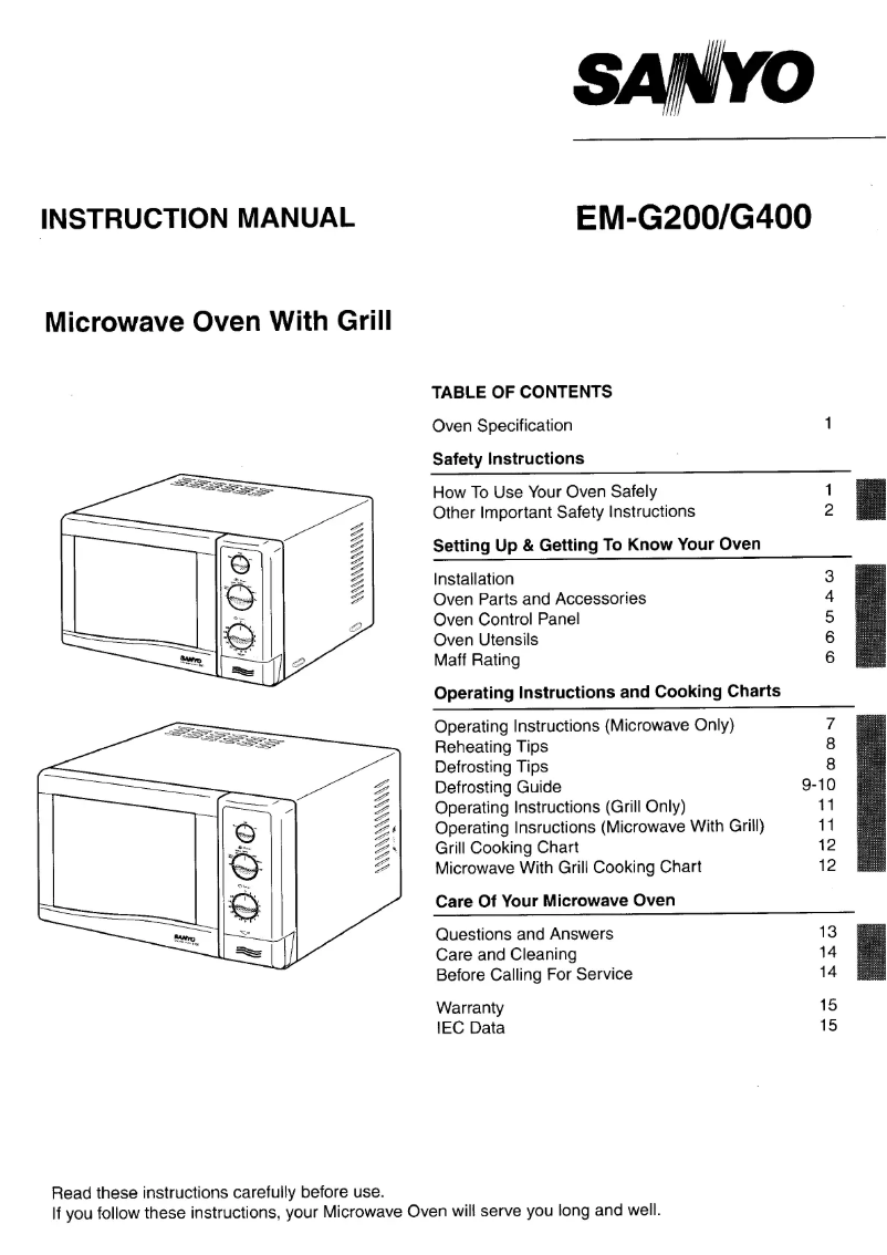 Page n°1 - Manuel utilisateur Sanyo EM-G200