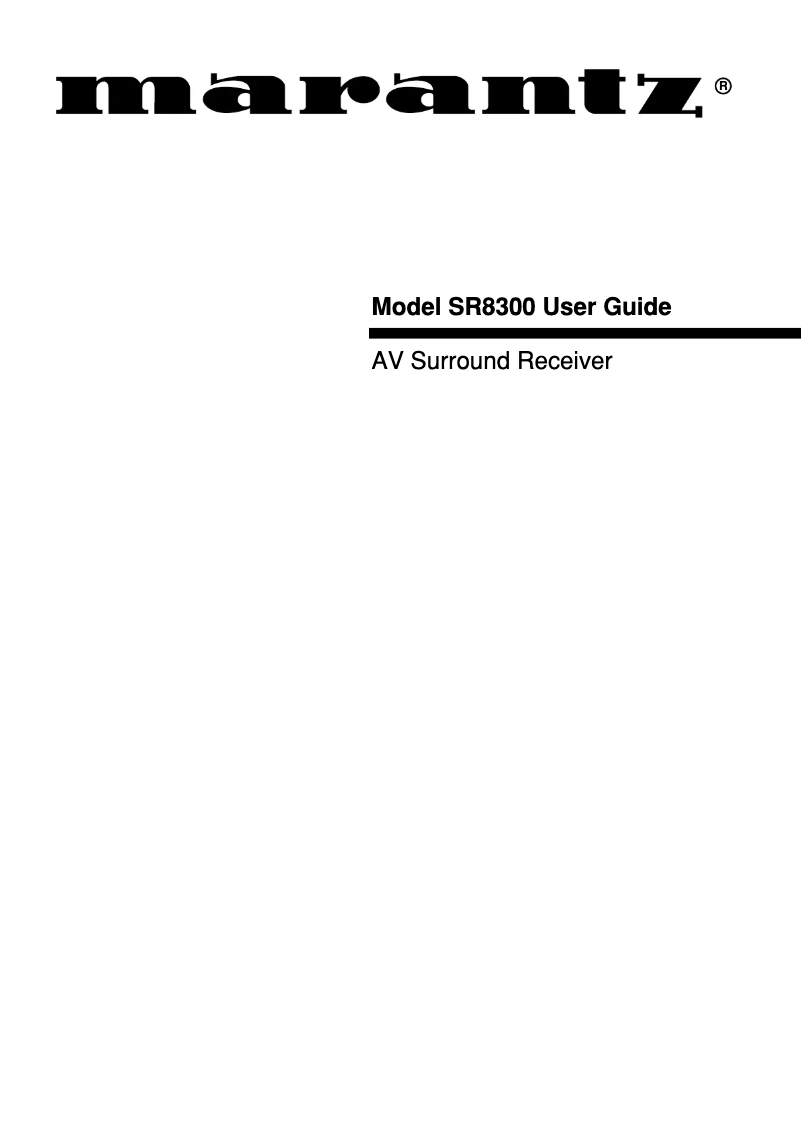 Image de la première page du manuel de l'appareil SR-8300