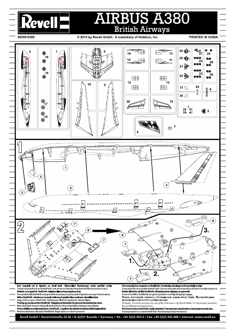 Page 1 de la notice Manuel utilisateur Revell Airbus A380 British Airways