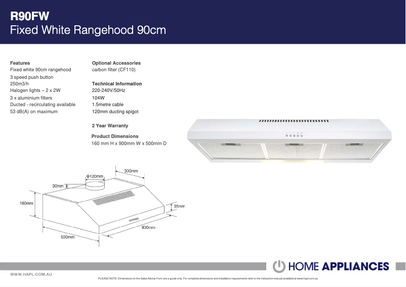 Page n°1 - Fiche technique Euromaid R90FW