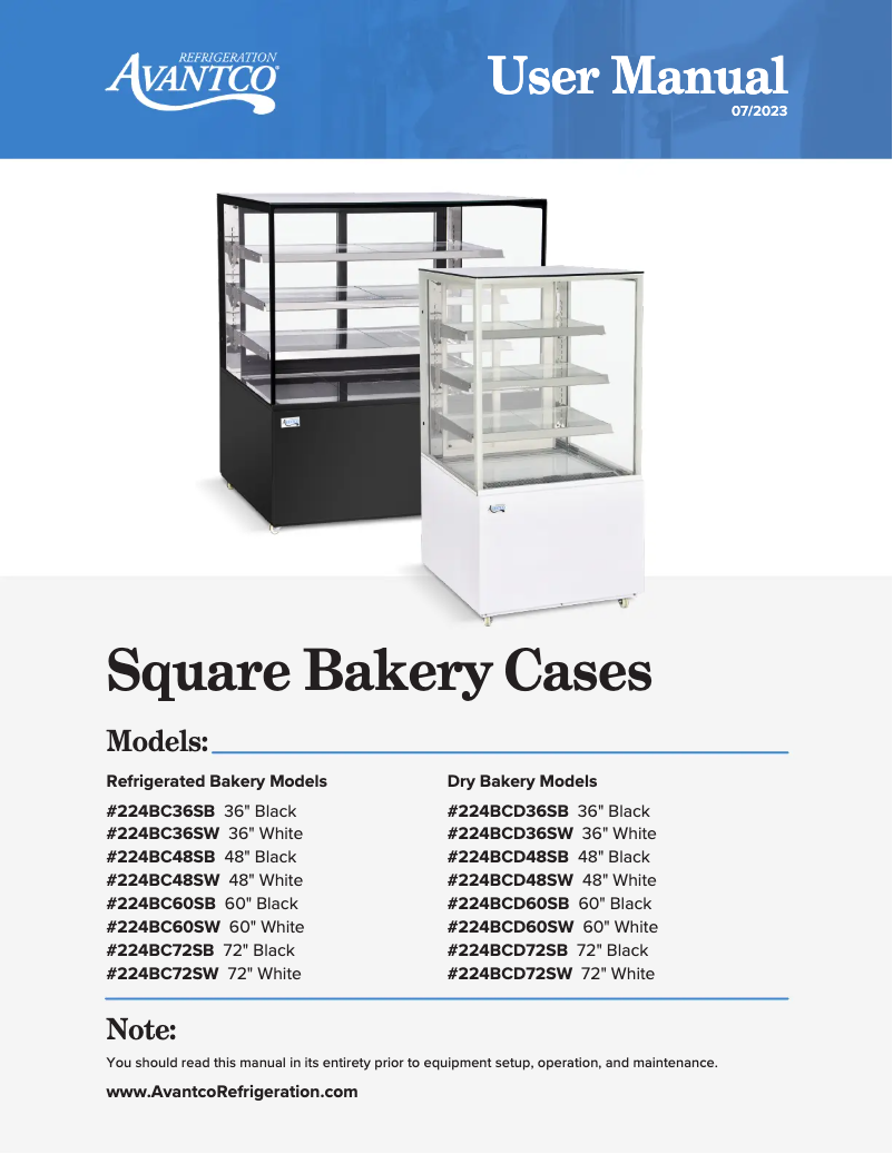 Página 1 del manual Manual de usuario Avantco BCD-36-SW