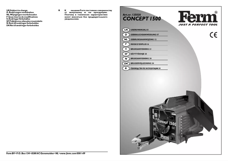 Imagen de la primera página del manual del dispositivo Concept 1500