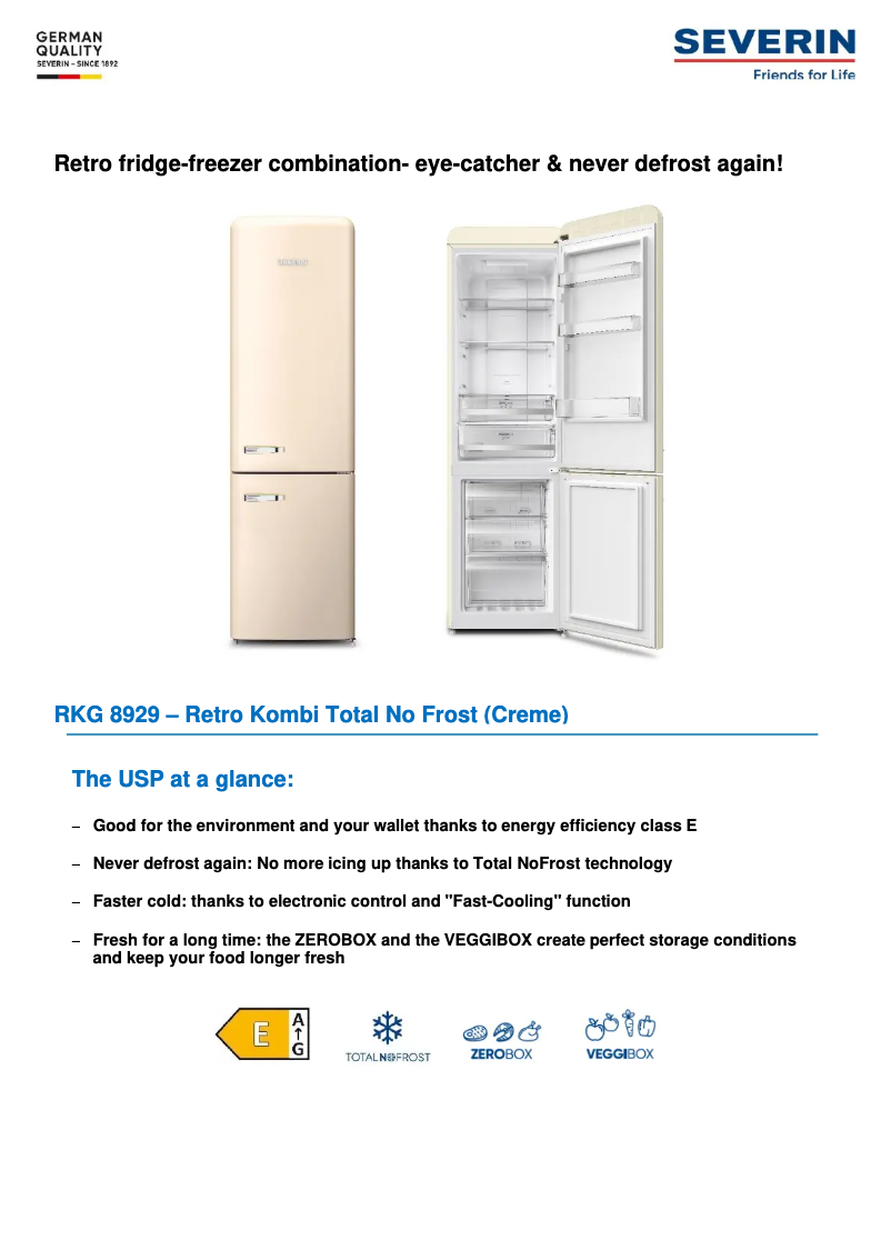 Page n°1 - Fiche technique Severin RKG 8929