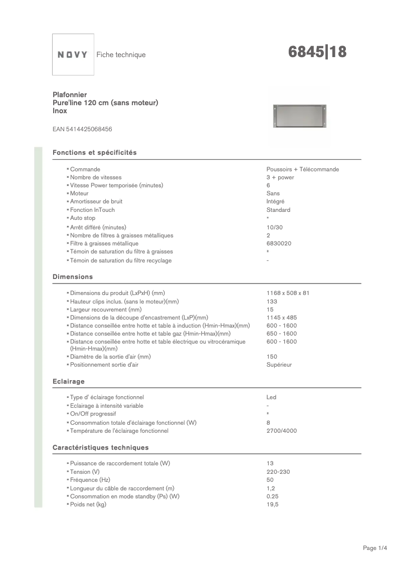 Image de la première page du manuel de l'appareil Pure'line 6845