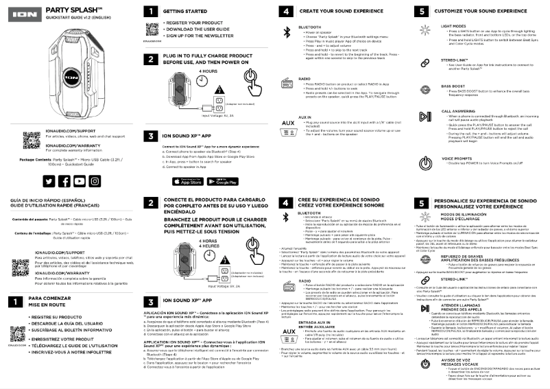 Page n°1 - Guide de démarrage rapide ION Party Splash