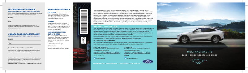 Page 1 de la notice Guide de démarrage rapide Ford Mustang Mach-E (2023)