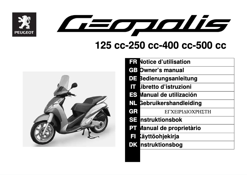 Page n°1 - Manuel utilisateur Peugeot Geopolis 250cc