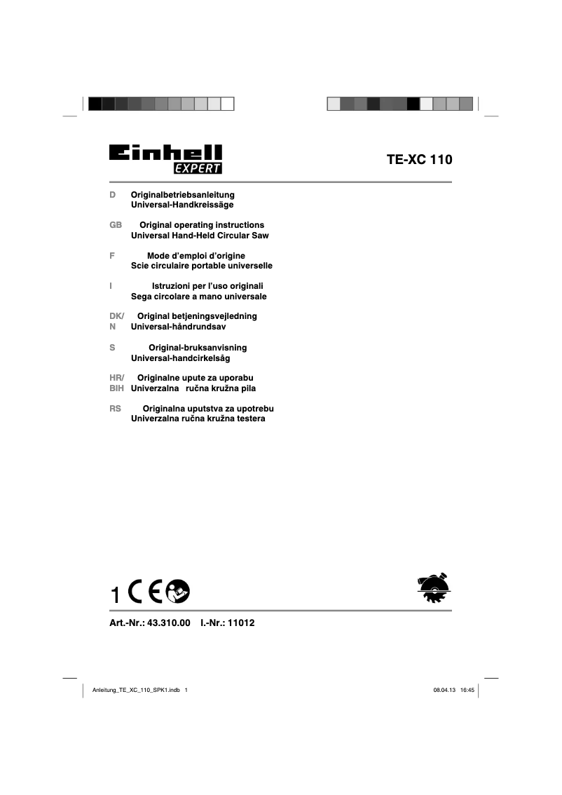 Página 1 del manual Manual de usuario Einhell TE-XC 110