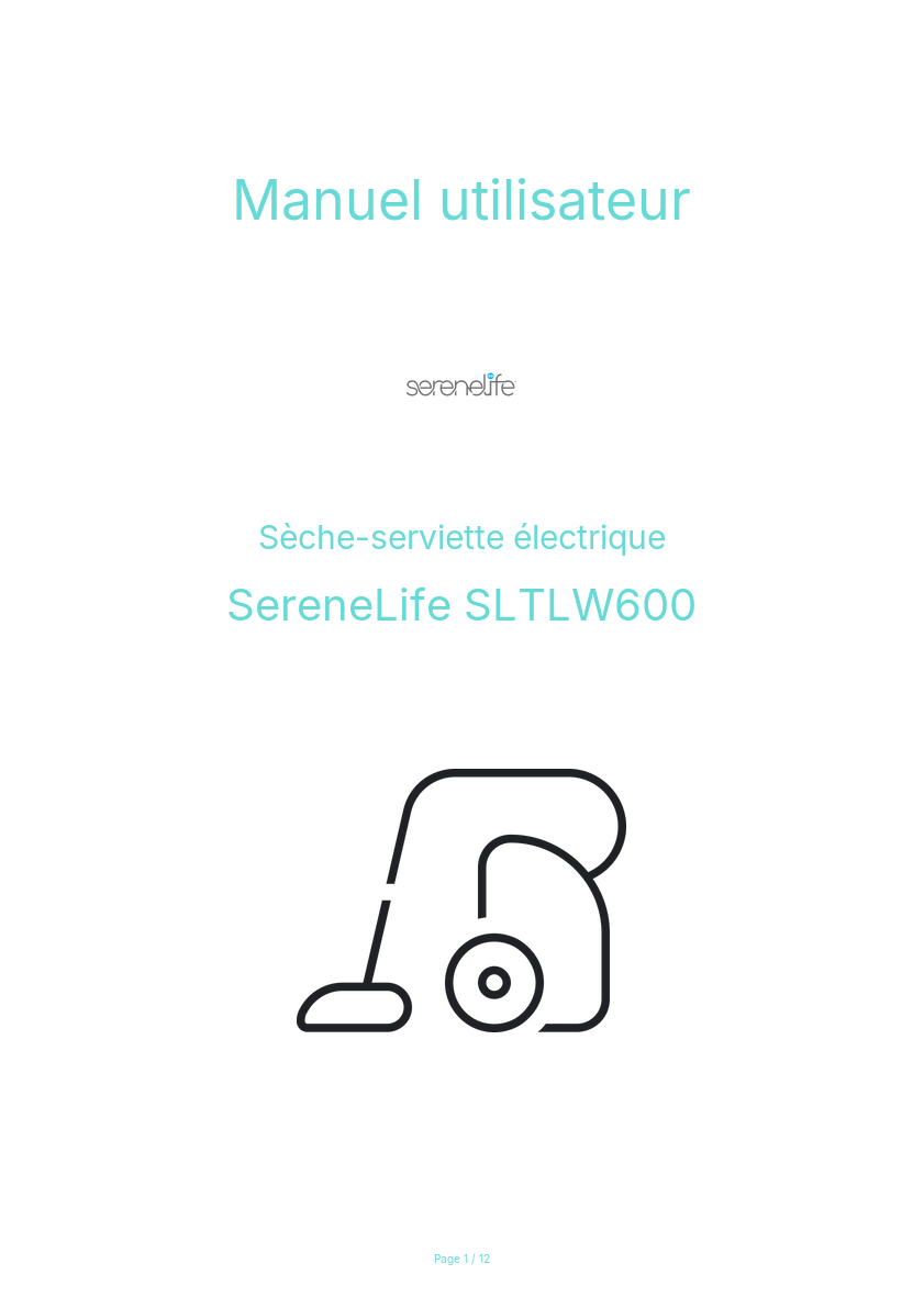 Page n°1 - Manuel utilisateur SereneLife SLTLW600