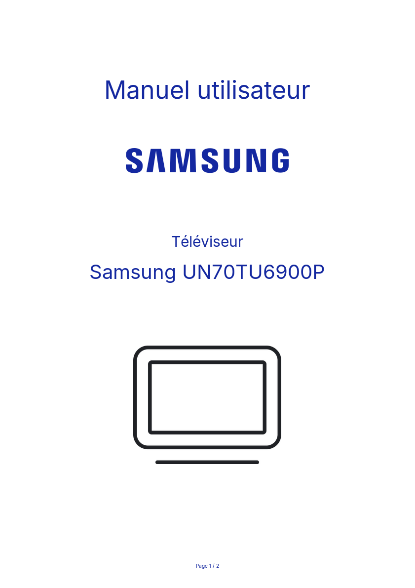 Image de la première page du manuel de l'appareil UN70TU6900P