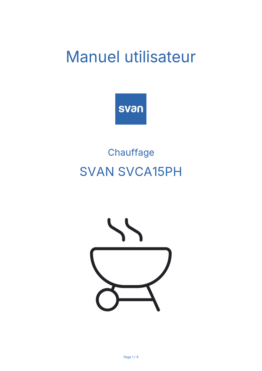 Image de la première page du manuel de l'appareil SVCA15PH