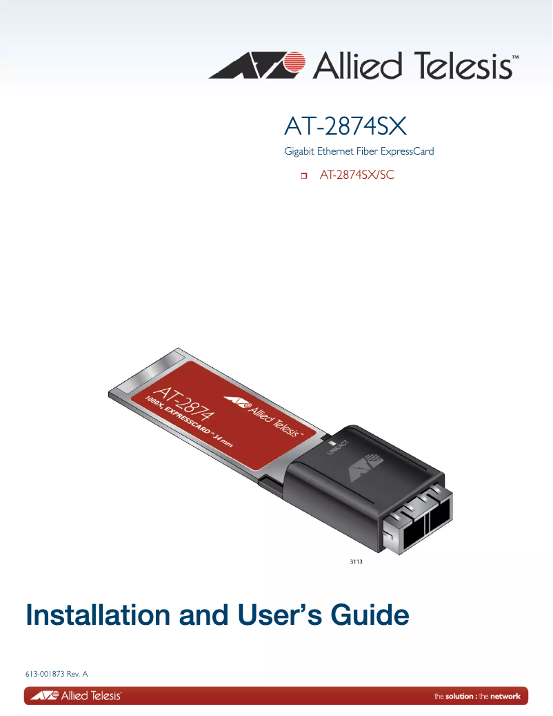 Page n°1 - Manuel utilisateur Allied Telesis AT-2874SX/SC-001