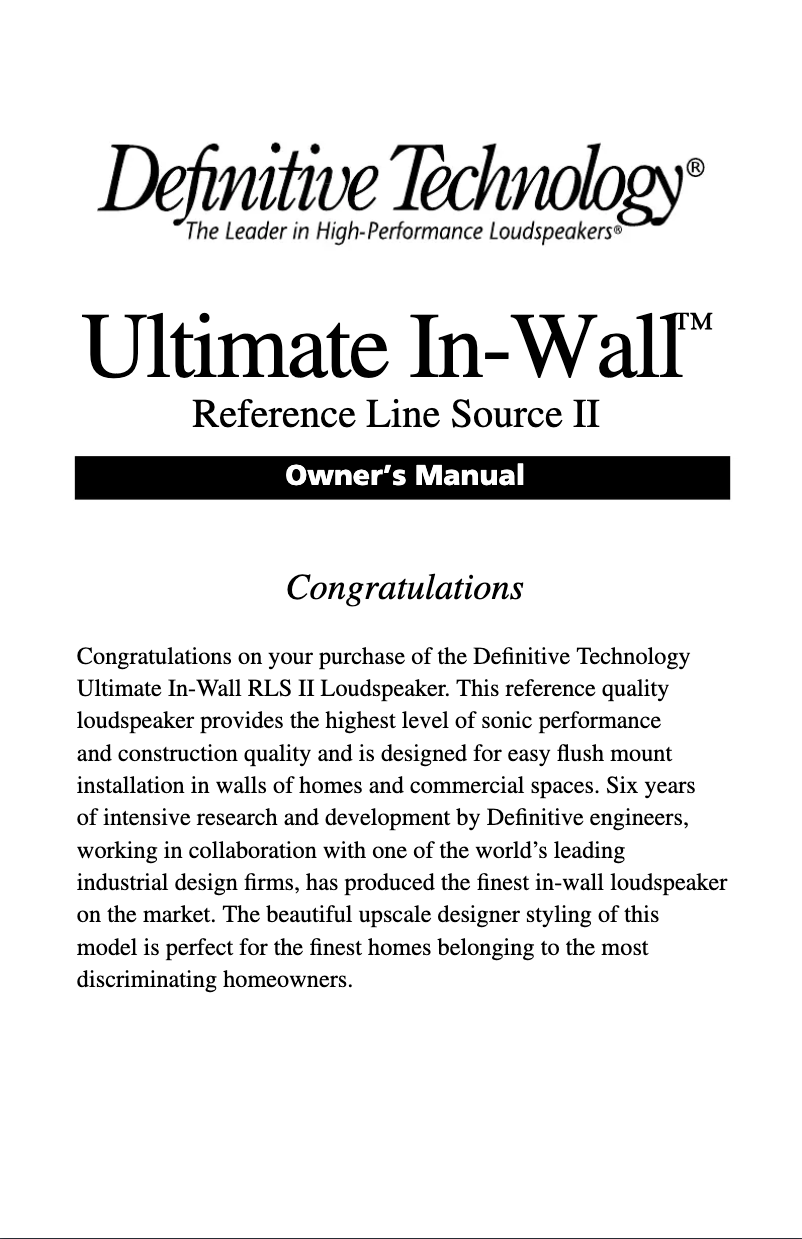 Image de la première page du manuel de l'appareil UIW RLS II