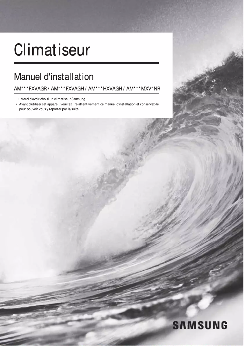 Page 1 de la notice Guide d'installation Samsung AM160FXVAGR