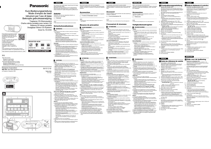 Page n°1 - Manuel utilisateur Panasonic RX-D500