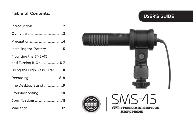 Image de la première page du manuel de l'appareil SMS-45