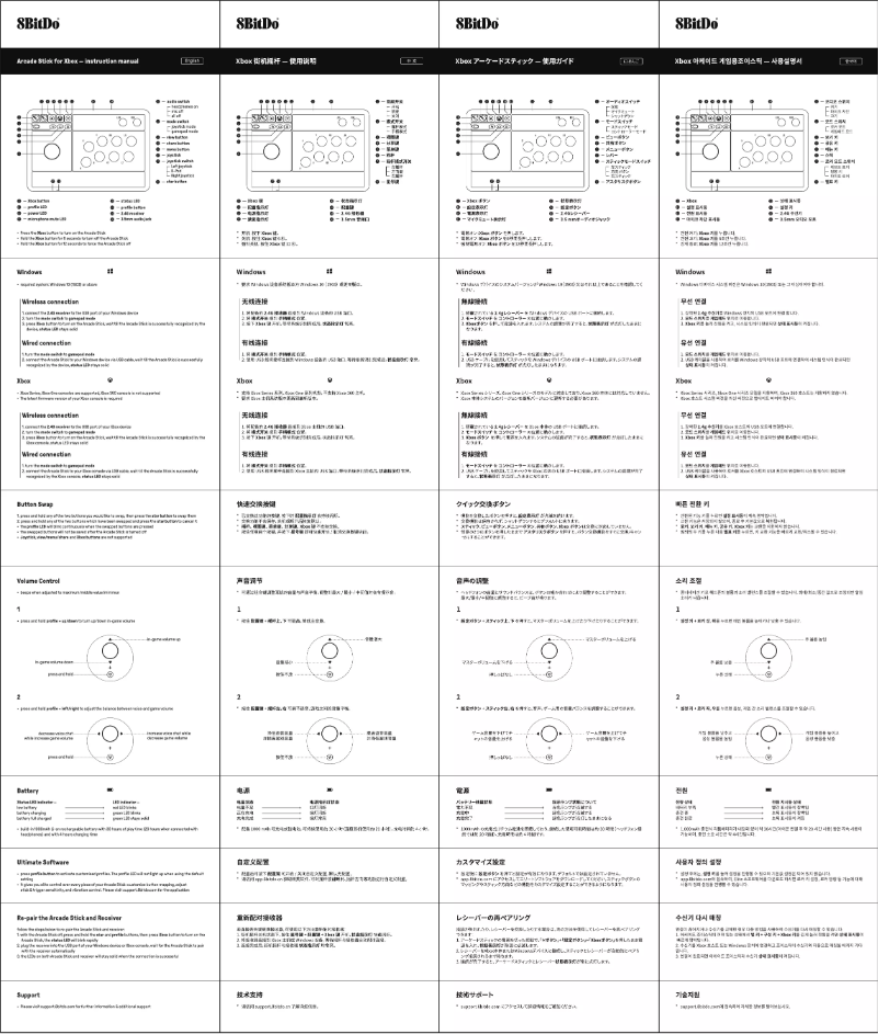 Page 1 de la notice Manuel utilisateur 8BitDo Arcade Stick Xbox