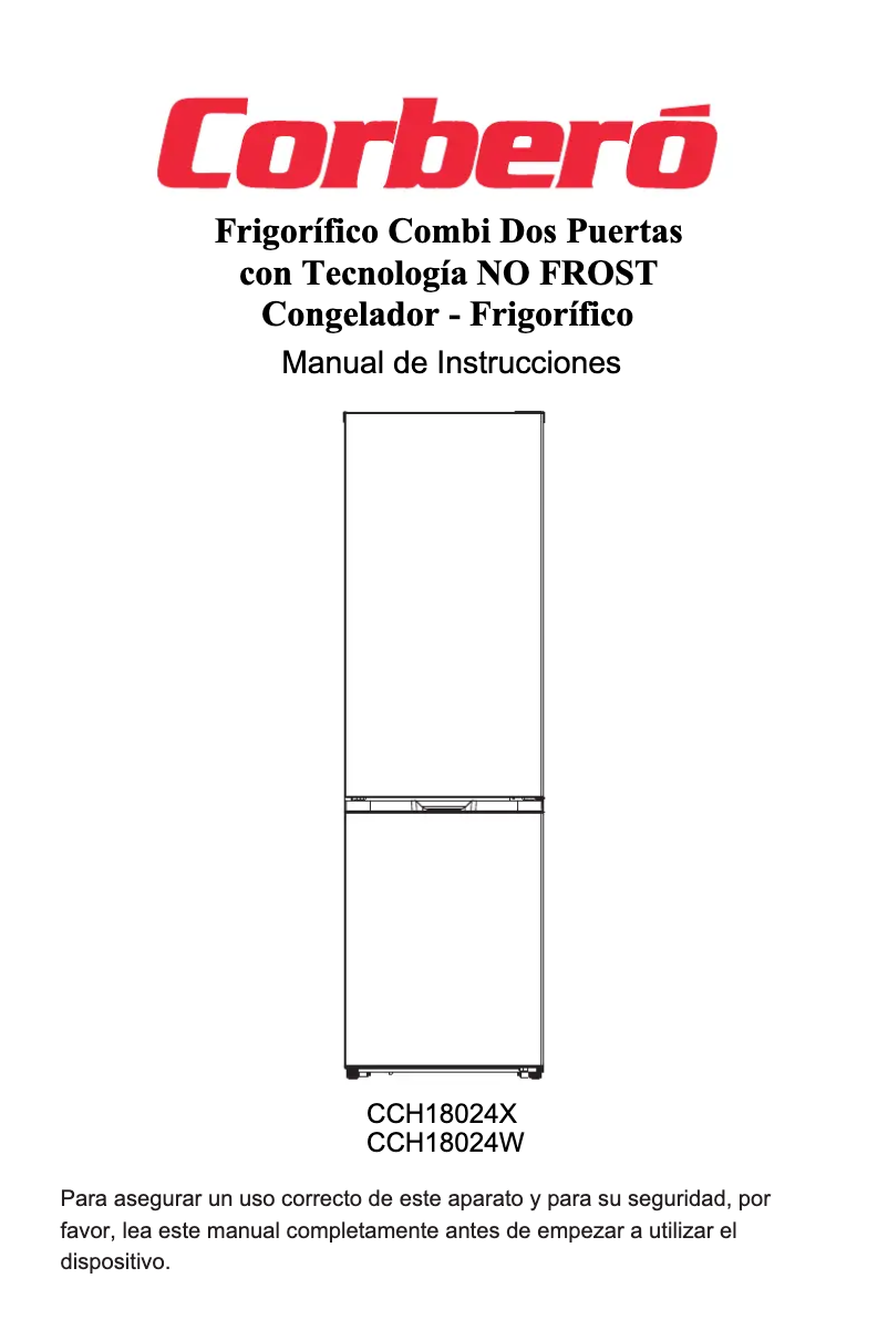 Page 1 de la notice Manuel utilisateur Corbero CCH18024X