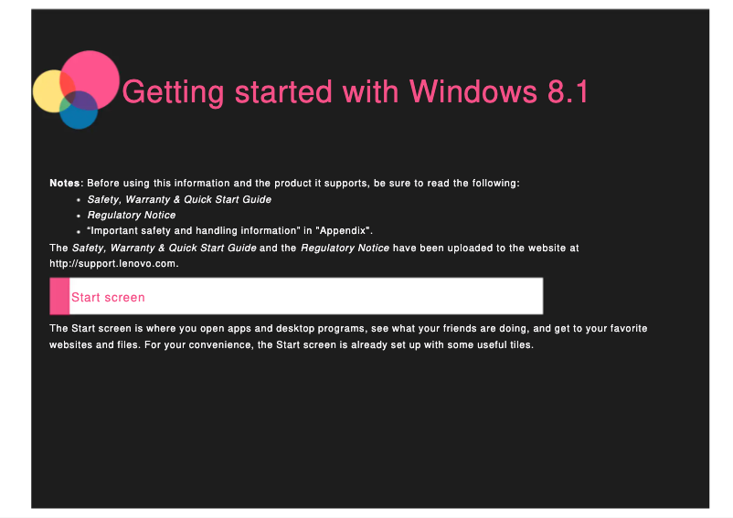 Page 1 de la notice Manuel utilisateur Lenovo Yoga Tablet 2