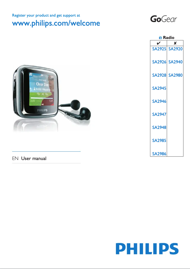 Página 1 del manual Manual de usuario Philips GoGear SA2920