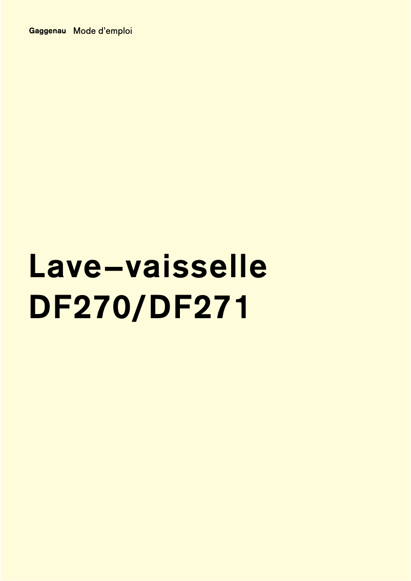 Image de la première page du manuel de l'appareil DF270160F