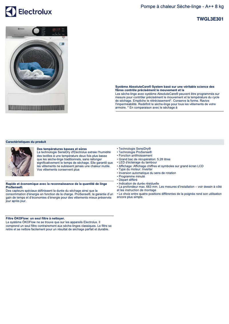 Image de la première page du manuel de l'appareil TWGL3E301
