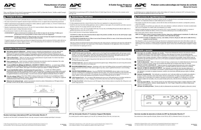 Page 1 de la notice Manuel utilisateur APC SurgeArrest Home/Office P8U2