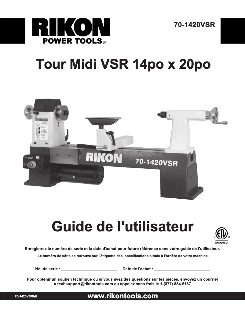 Page n°1 - Manuel utilisateur RIKON 70-1420VSR