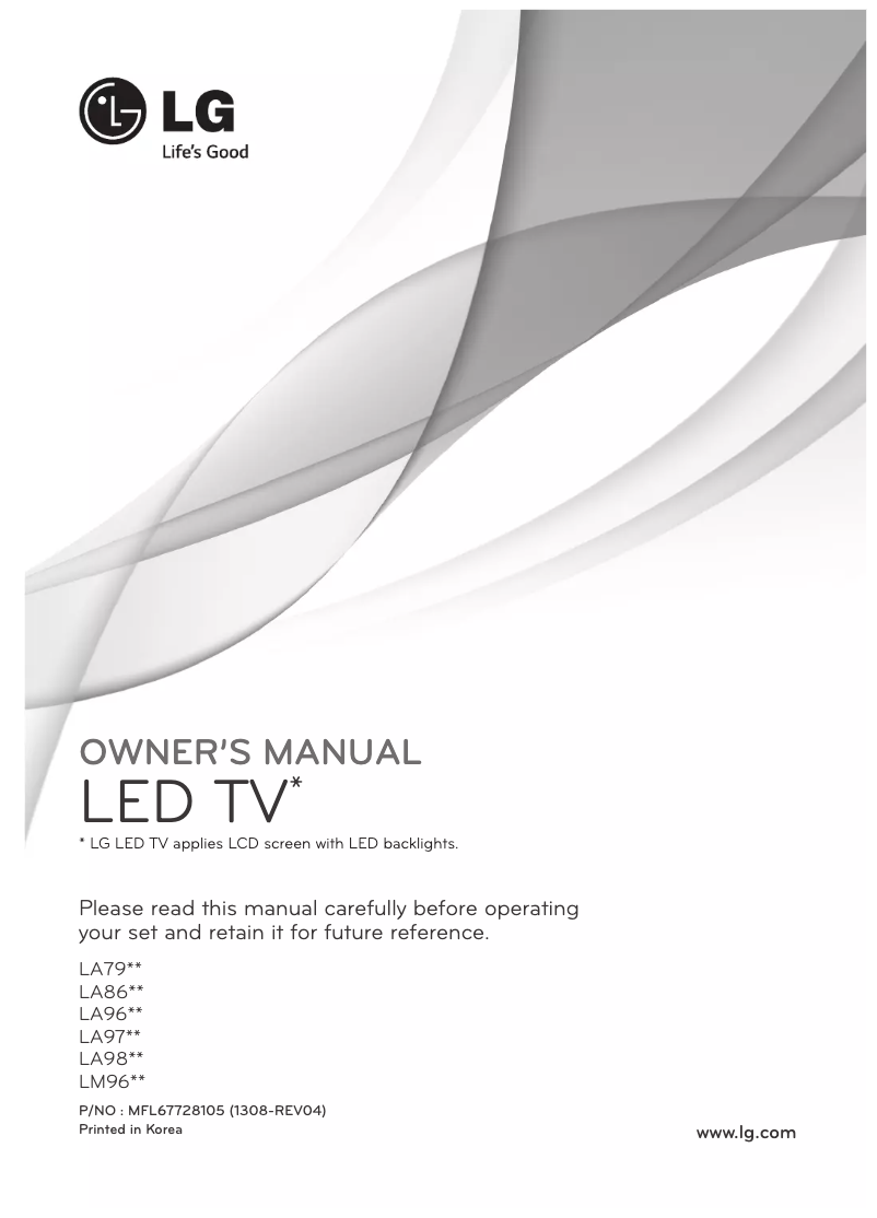 Image de la première page du manuel de l'appareil 65LA965V