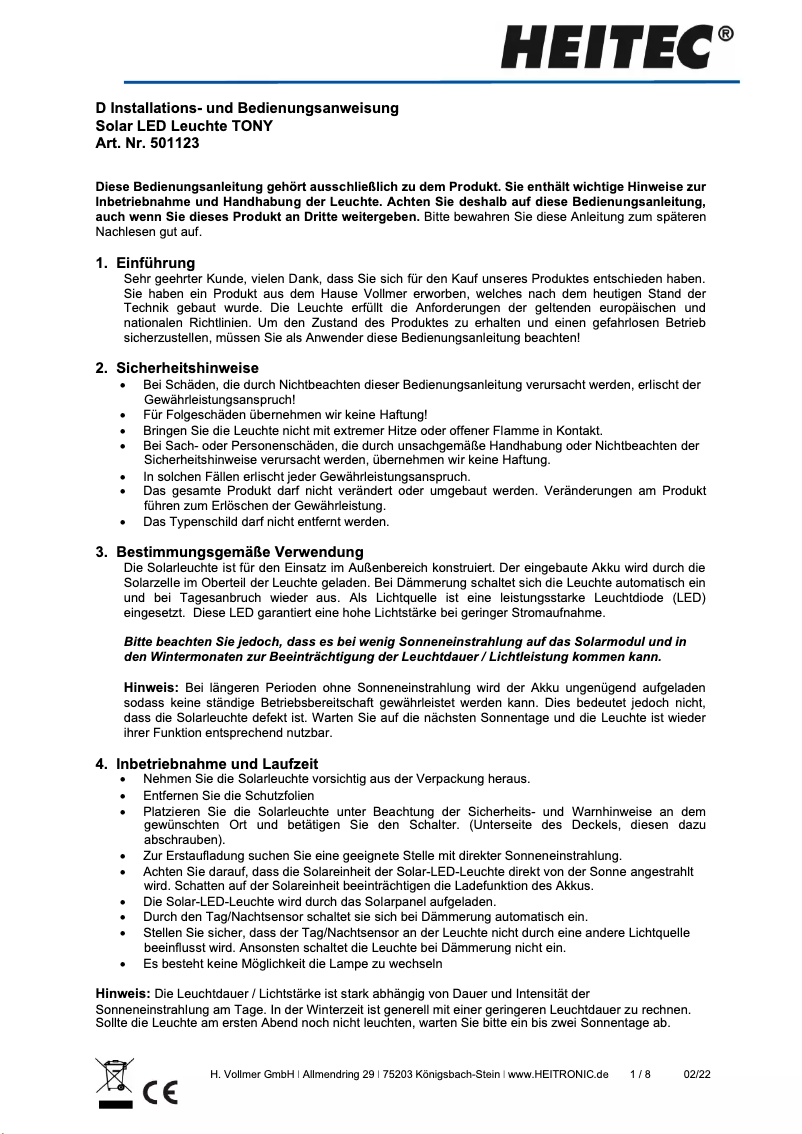 Página 1 del manual Manual de usuario Heitronic 501123