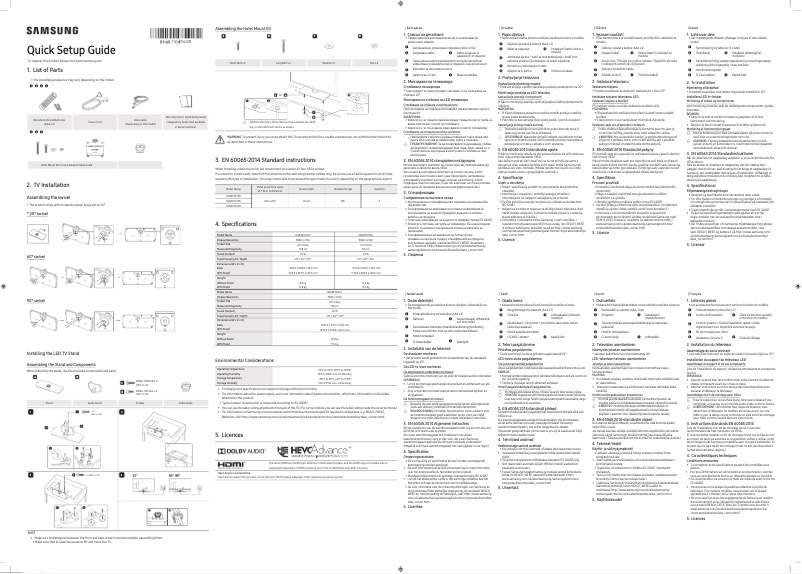 Page 1 de la notice Manuel utilisateur Samsung HG50ET670UH