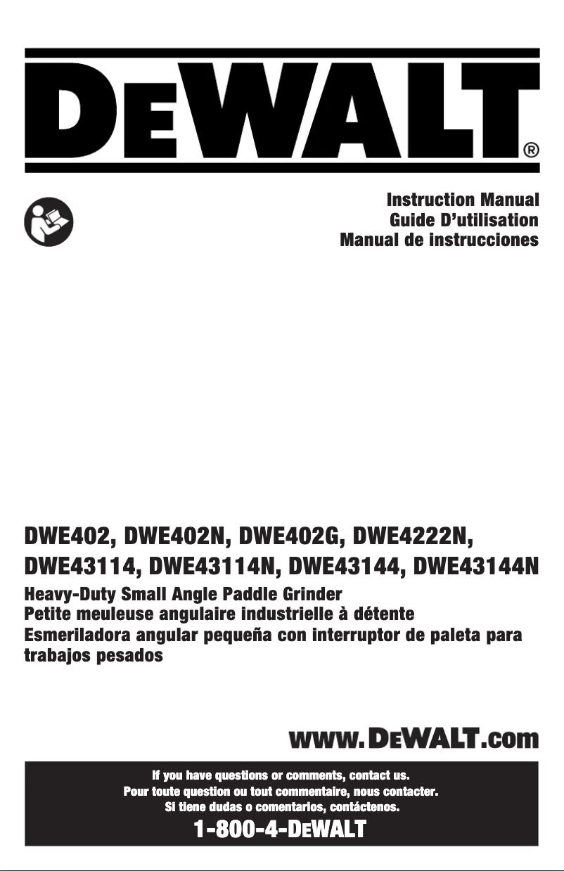 Page n°1 - Manuel utilisateur DeWalt DWE43144