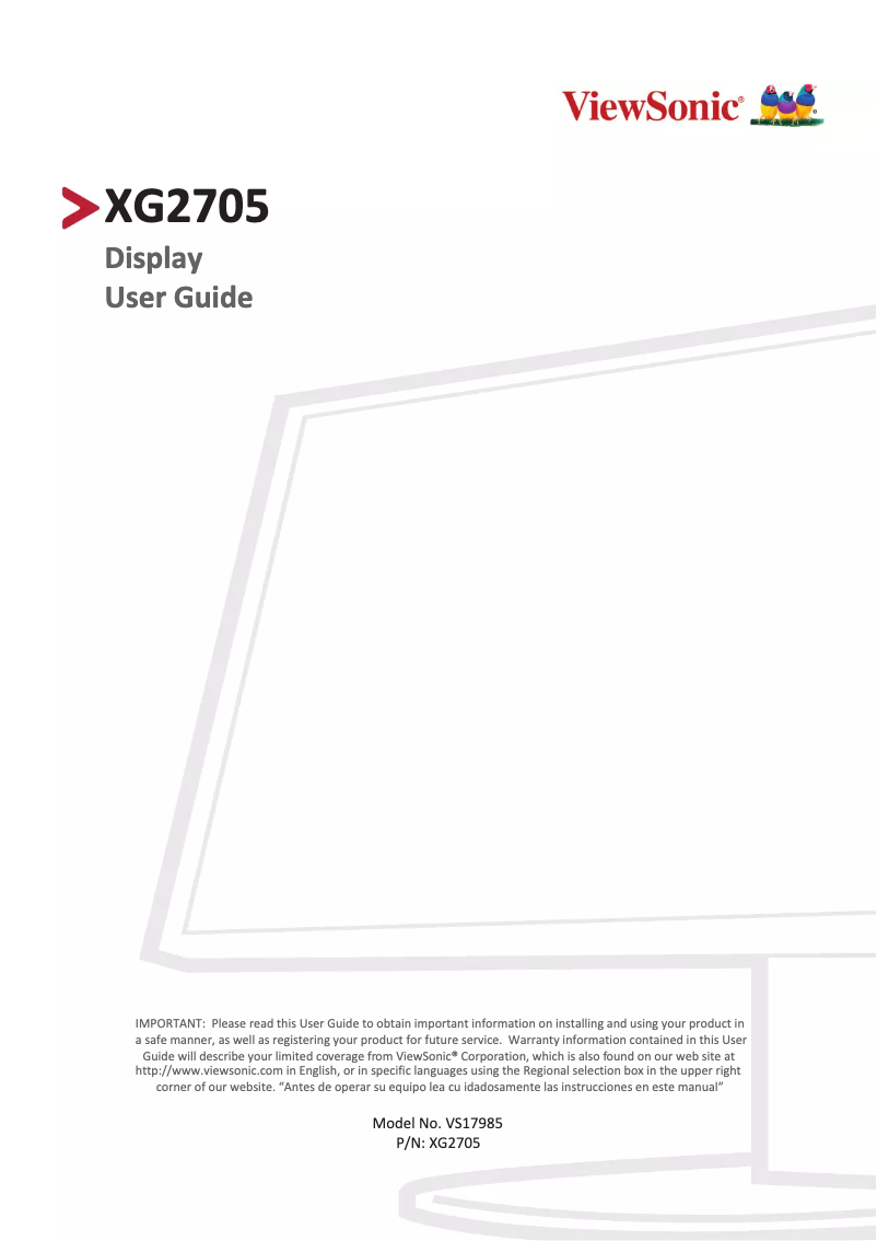 Imagen de la primera página del manual del dispositivo XG2705