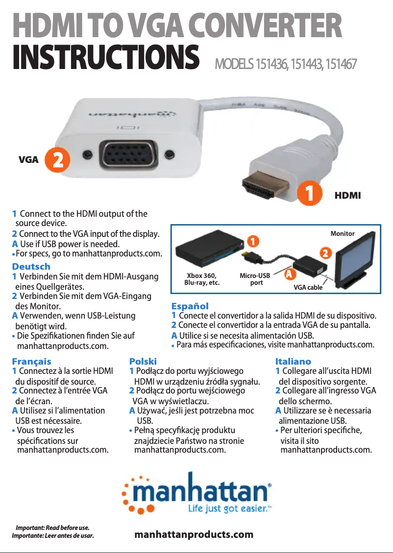Page 1 de la notice Manuel utilisateur Manhattan 151436