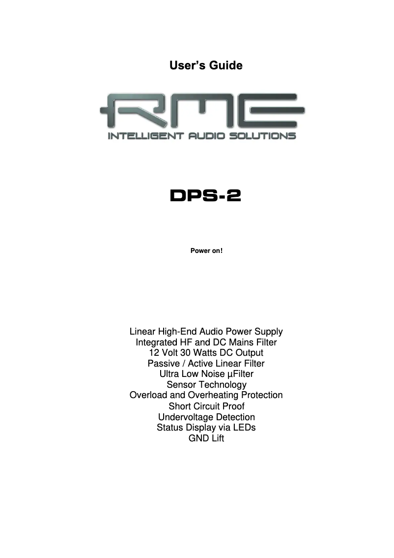 Page 1 de la notice Manuel utilisateur RME DPS-2