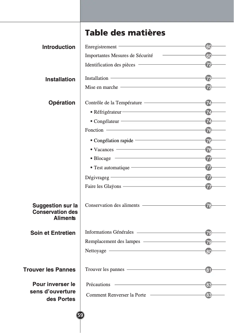 Page 1 de la notice Manuel utilisateur LG GC-B399BSQW