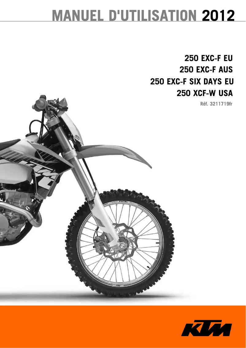 Page 1 de la notice Manuel utilisateur KTM 250 XCF-W (2012)