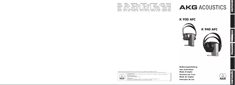 Page 1 de la notice Manuel utilisateur AKG K920 AFC