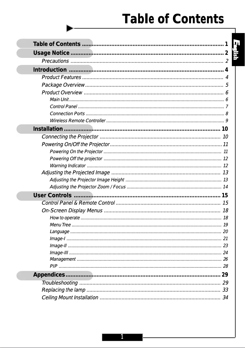 Page 1 de la notice Manuel utilisateur Optoma H57