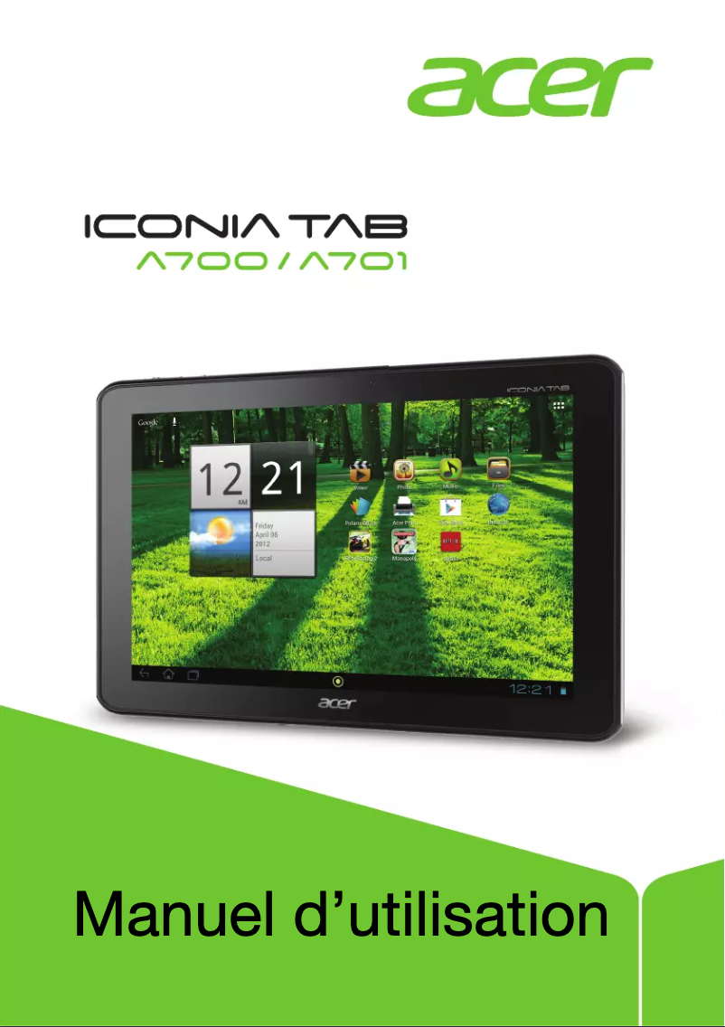 Page n°1 - Manuel utilisateur Acer Iconia Tab A700