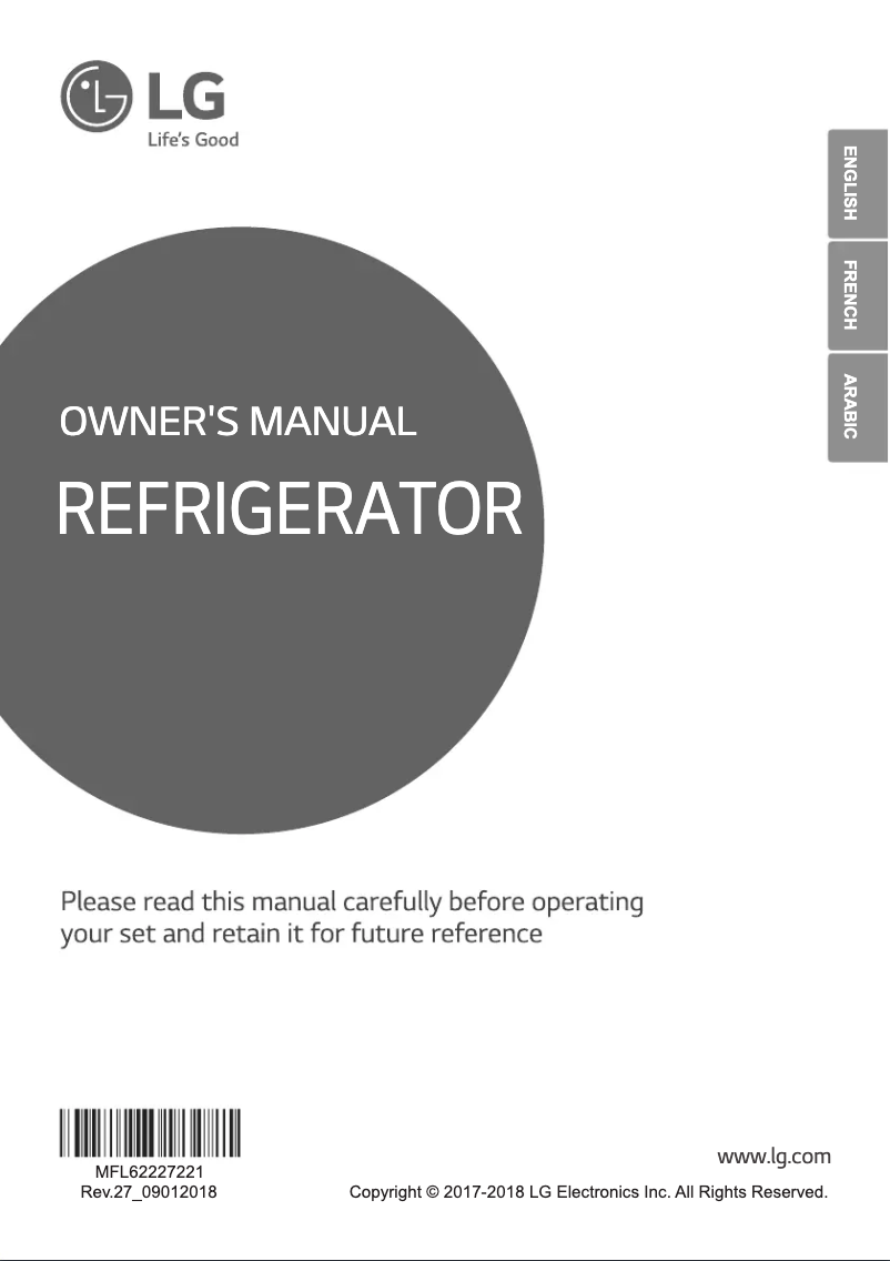 Page 1 de la notice Manuel utilisateur LG GL-N312RLBN
