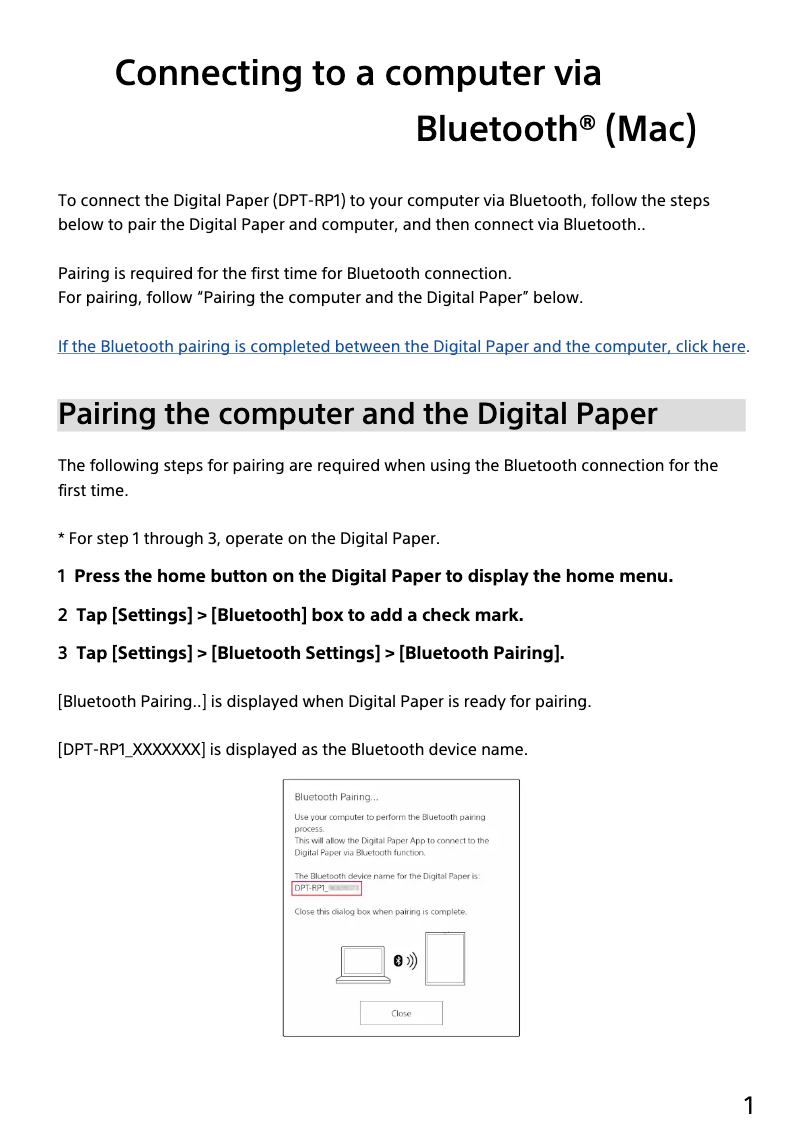 Page n°1 - Guide d'installation Sony DPT-RP1