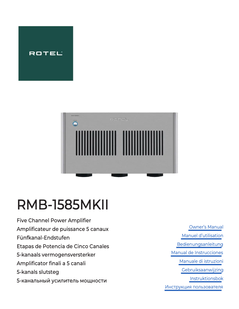 Page n°1 - Manuel utilisateur Rotel RMB-1585MKII