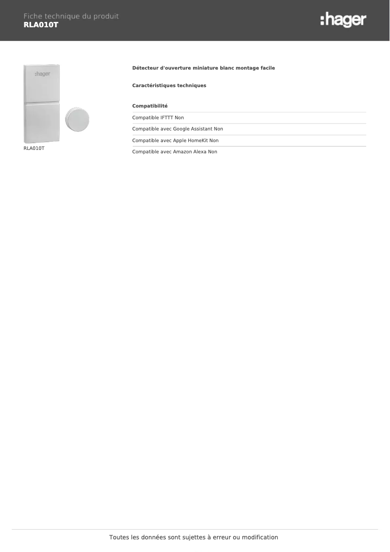 Image de la première page du manuel de l'appareil RLA010T