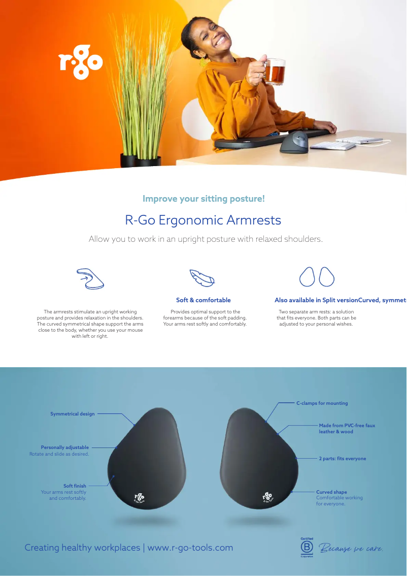 Page 1 de la notice Fiche technique R-Go Tools Split Armrest